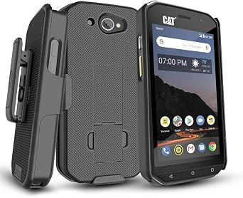 CAT S48c Case with Clip, BELTRON Heavy Duty Belt Clip with Swivel Clip for CAT S48c Sprint Verizon Unlocked S48c Features Secure Fit & Built-in Kickstand Durable, Reliable & Lightweight - Black
