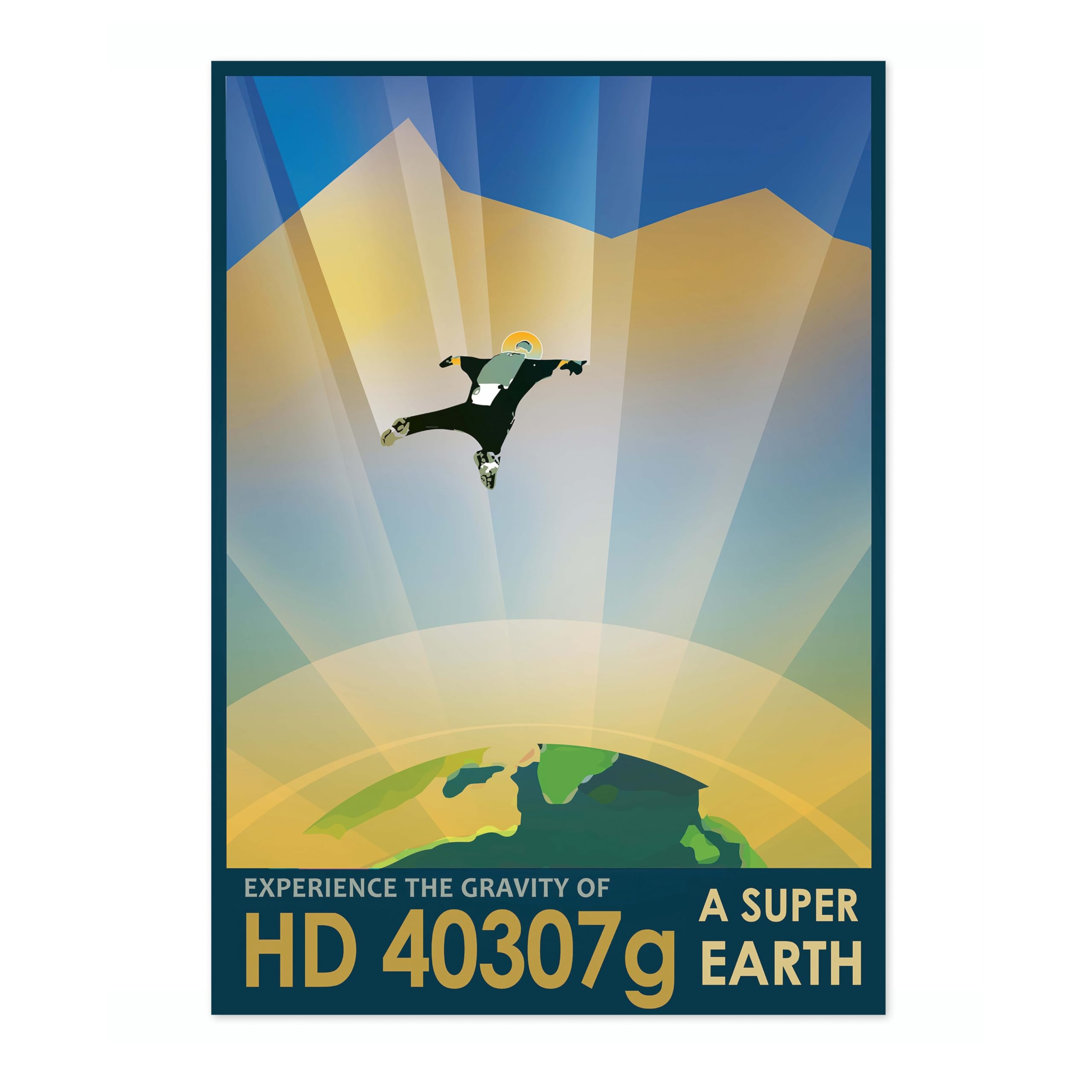 Super Earth Retro Nasa Space Grand Tour Travel Art Poster, Planet Travel Prints, Vintage Astronomy Home Decor, Astronaut Space Print, Archival Matte, A2 (Print Only) - 59.4x42cm