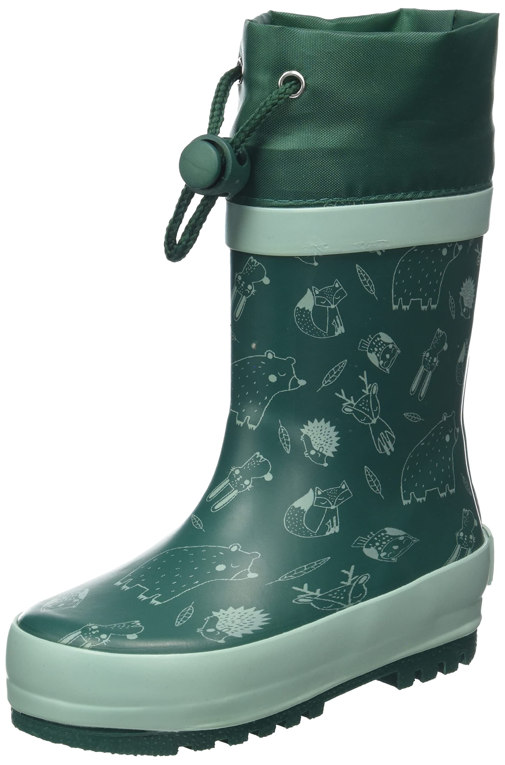 Playshoes Unisex Children's Wellington Boots Drawstring Rain Boots, Forest animals, 4.5 UK Child