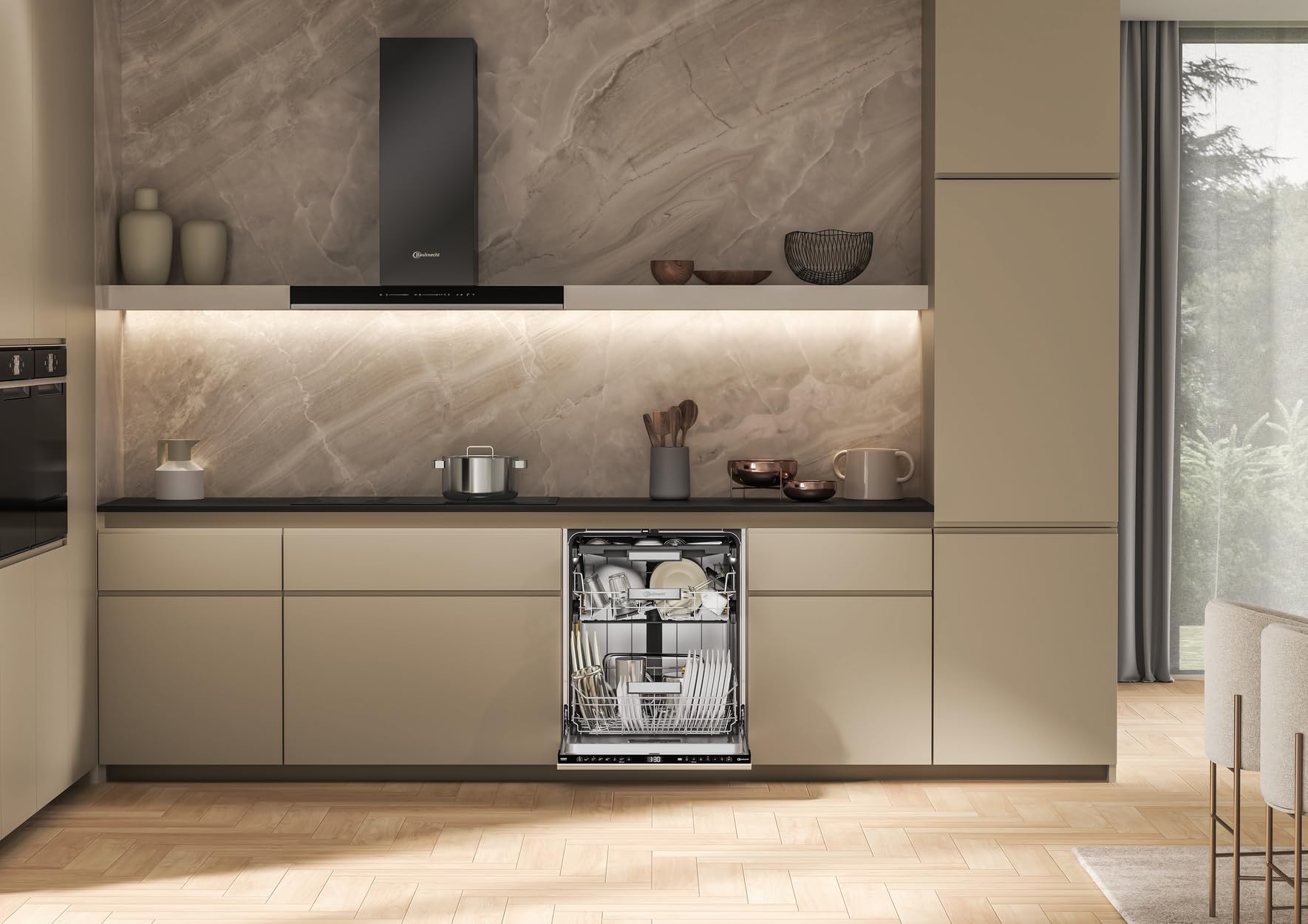 Bauknecht BD7I HF60 TUC Vollintegrierbarer Geschirrspüler/60 cm/15 Maßgedecke/PowerClean Pro-Effektive Hochdruckdüsen/Natural Dry-Automatische Türoffnung-Bessere Trocknung/MaxiSpace-Mehr Innenraum