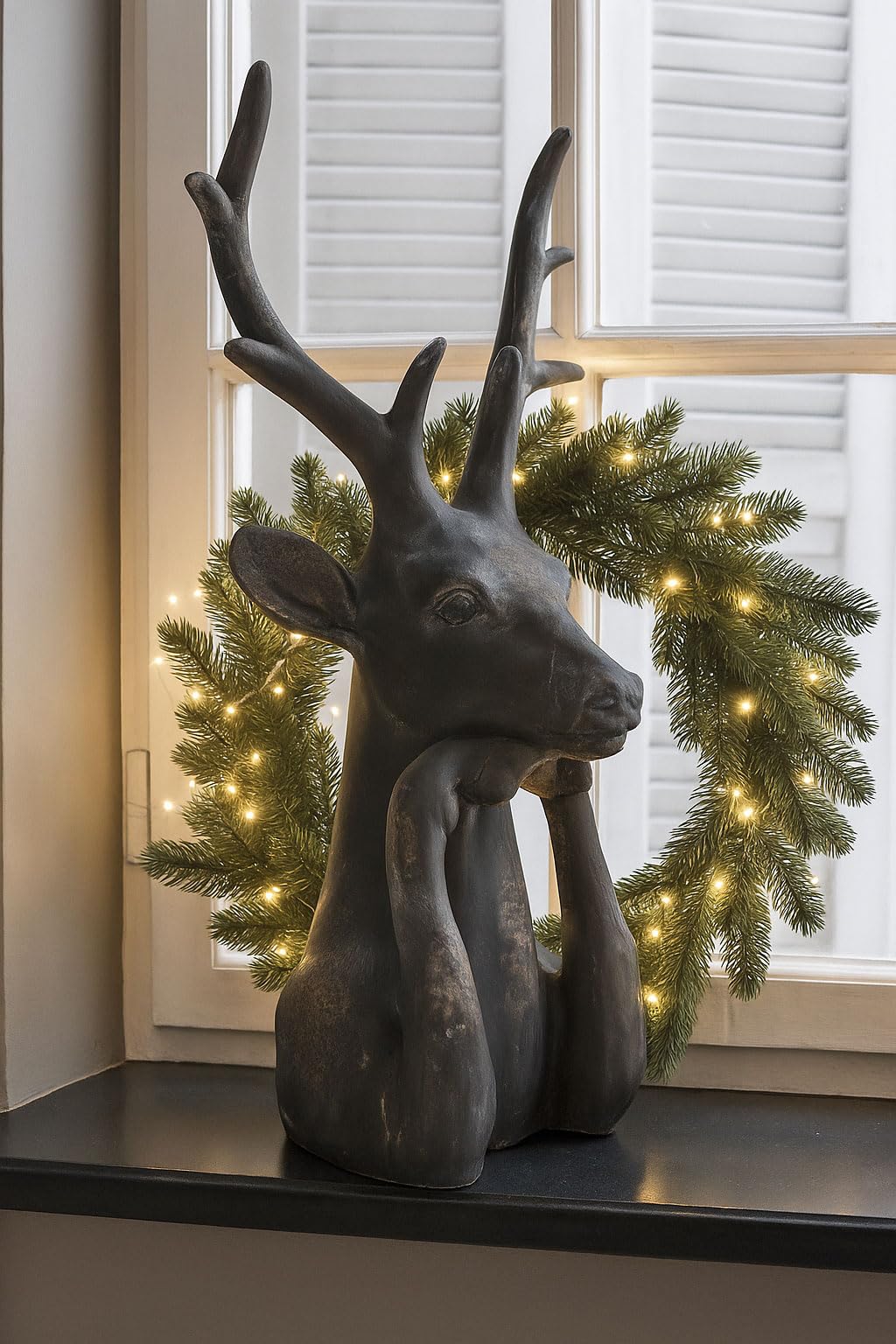 Produktbild von PALAZZO INT XL Hirsch-Büste „JAGDSCHLOSS" 52 Cm – Antike Tierfigur Mit Geweih Im Nostalgischen Antik-Look | Handbemalte Hirschskulptur Aus Polystein | Majestätische Dekofigur Für Jagdzimmer, Landhaus