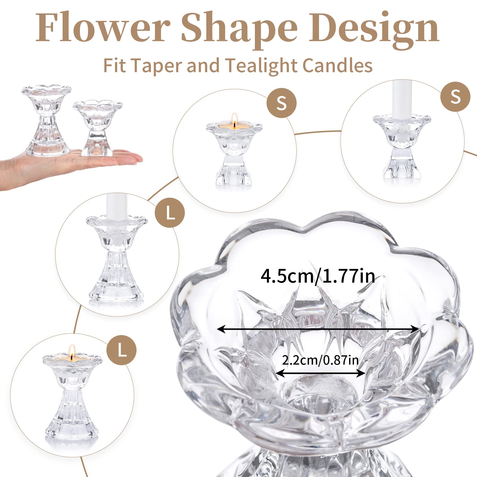 Sziqiqi 4 Pièces Bougeoirs en Bois pour Bougies Chauffe-Plat, Decorative Bougeoir Rustiques avec Verre Chandeliers Photophore pour Centre de Table de Mariage Ferme Salon Maison Interieur Décorations