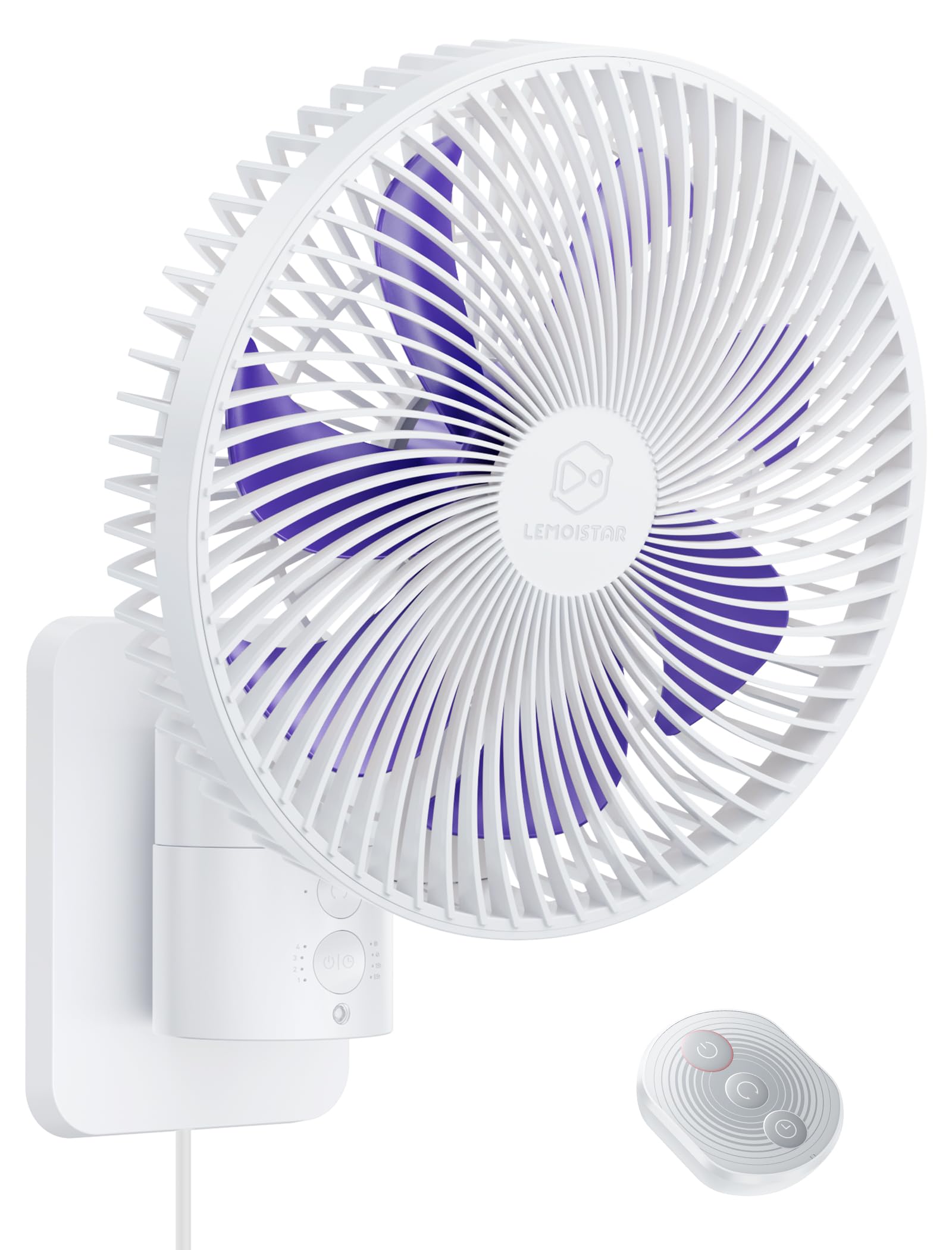 8.5-Inch Quiet Wall-Mounted Oscillation Fan with Remote &amp; Timer, 4-Speed Adjustable for Small Bathrooms, Indoor Bedroom Cooling for RV, Adjustable Tilt, 5.92 ft Cord, Garage Cooling Fan for Home