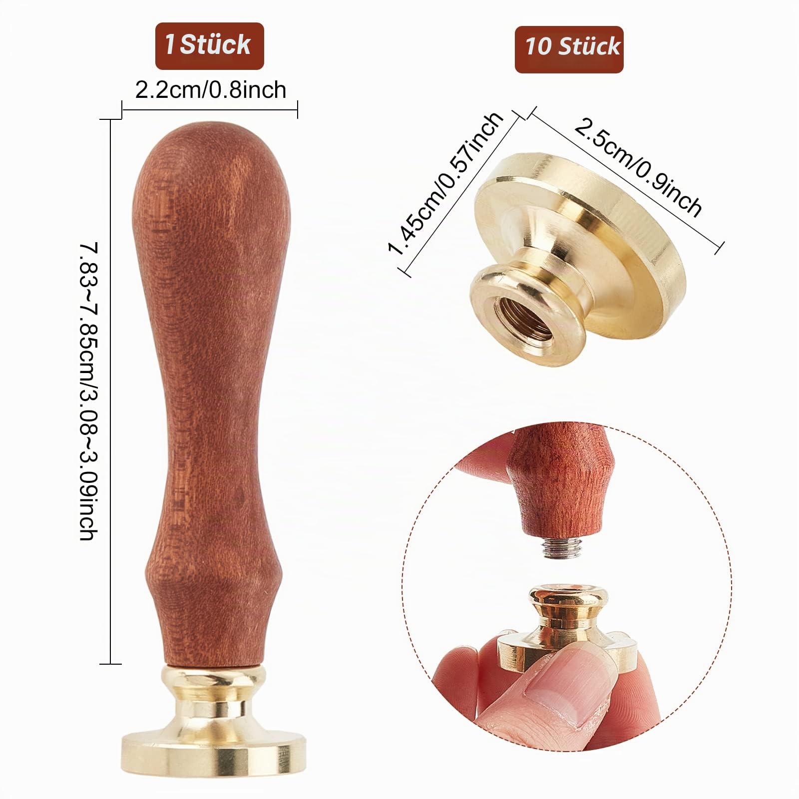 craspire Wachssiegel-Stempel-Set, 10 Stück, Wachssiegel, Stempelköpfe, 0-9 Zahlen, Design Mit Holzgriff, Für Einladungen, Umschläge, Geburtstag, Geschenkkarten, Schrottbuchung