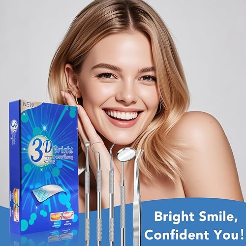 Miniatura 8 de Kit de limpieza y blanqueamiento dental para uso personal, herramientas profesionales de dientes de acero inoxidable con raspador de placa y tiras