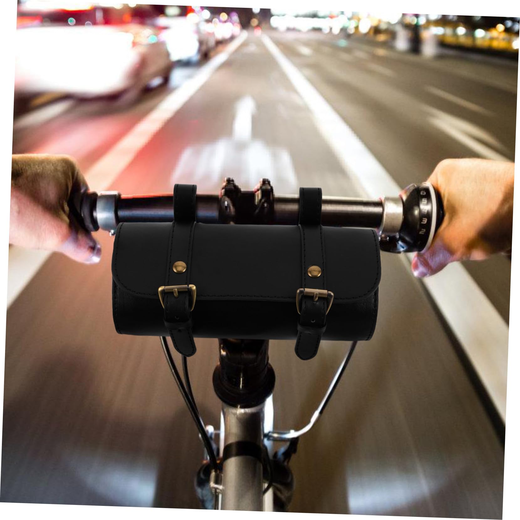 ERINGOGO Uniwersalna Mini Torba Motocyklowa z Twardym PU Retro Sakwa Kierownicę i Widelec Wodoodporna Torba Bagażowa Tył Skutera Praktyczna Sakwa Narzędziowa Do Roweru Hulajnogi