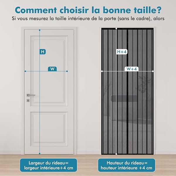 Sekey 90 x 220 cm Moustiquaire, Rideau Magnétique Anti-insectes Avancé pour Balcon, Cave et Terrasse, Montage Facile à Coller avec Kit d'installation Complet, Noir - 5