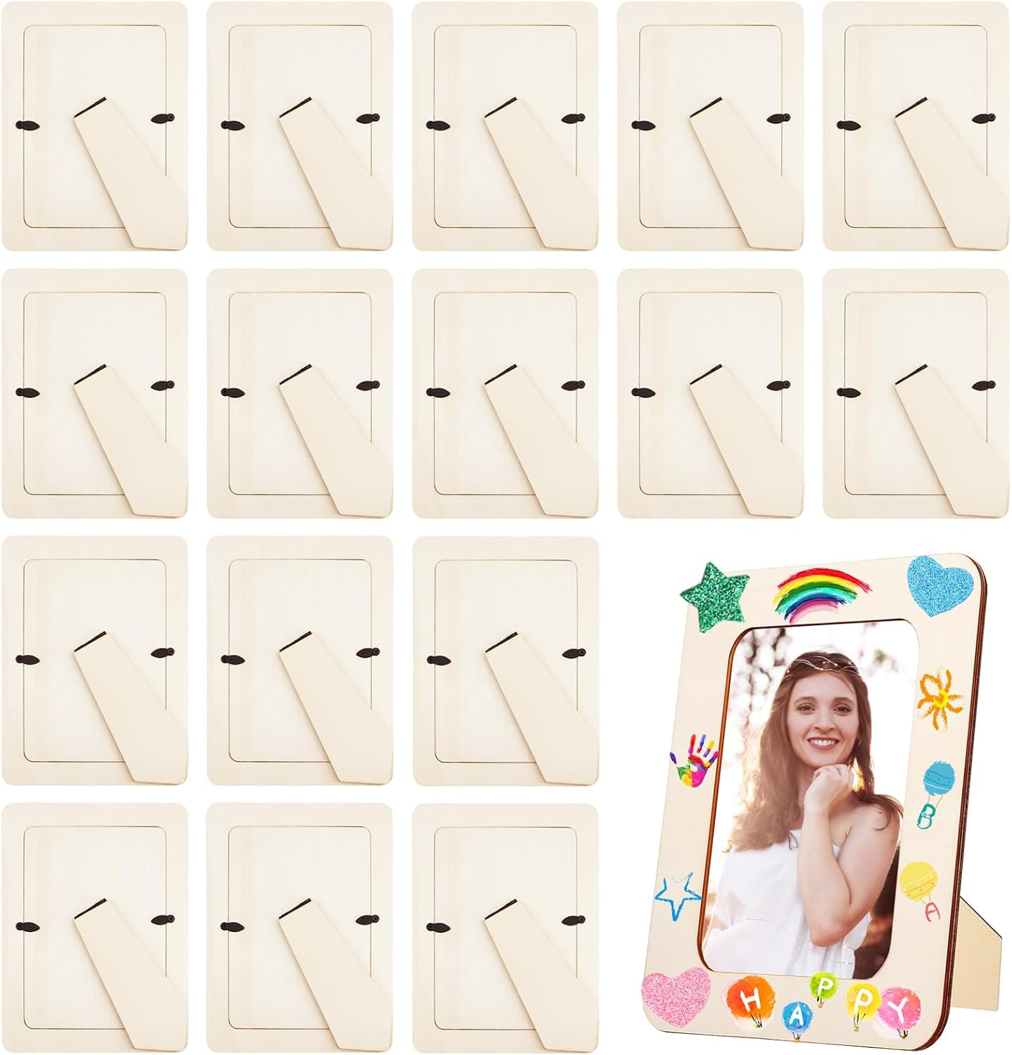 32 Pcs Wooden Picture Frames for Crafts, Bulk Unfinished DIY Wood Craft for 4" x 6" Photos Frame for Wedding Birthday Graduation Party Decor
