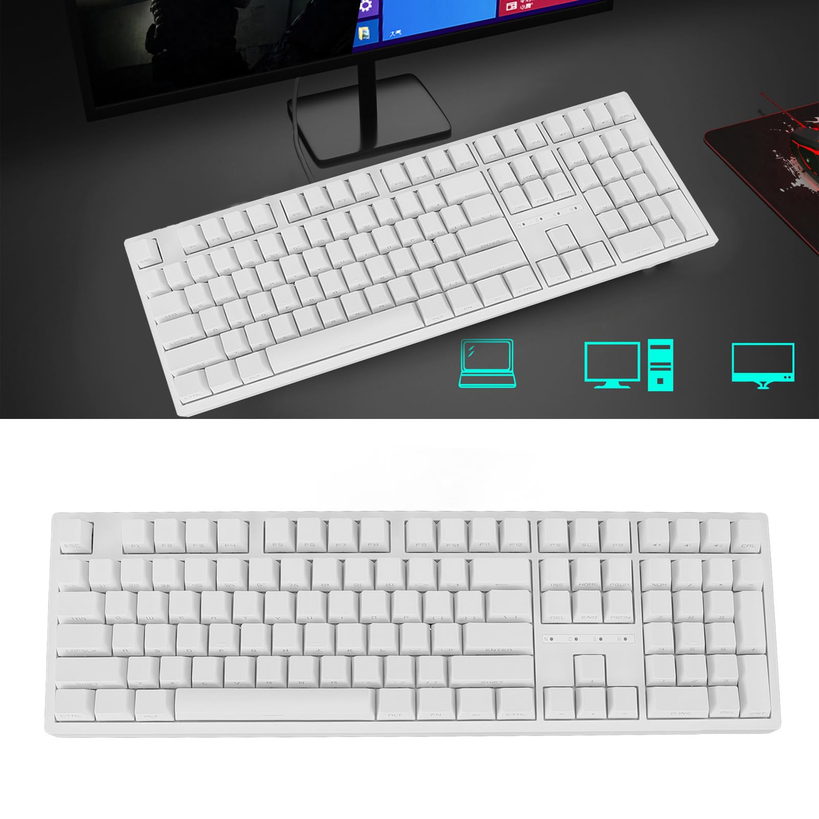 Klawiatura Bezprzewodowa ze 108 Klawiszami, Czerwony Przełącznik RGB BT 5.0 Typ C dla Wins10, dla HarmonyOS, dla Systemu Przewodowa Klawiatura Mechaniczna