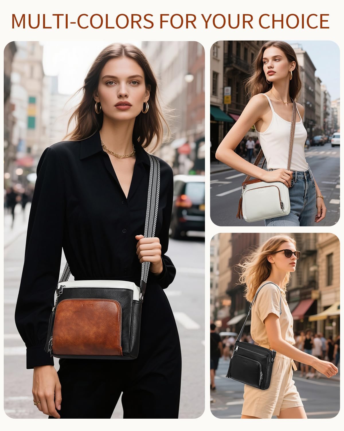 Crossbody Bags for Women, Medium Crossbody Purse with RFID Pockets & Built in Wallet, Handbags Shoulder Bag, Gifts