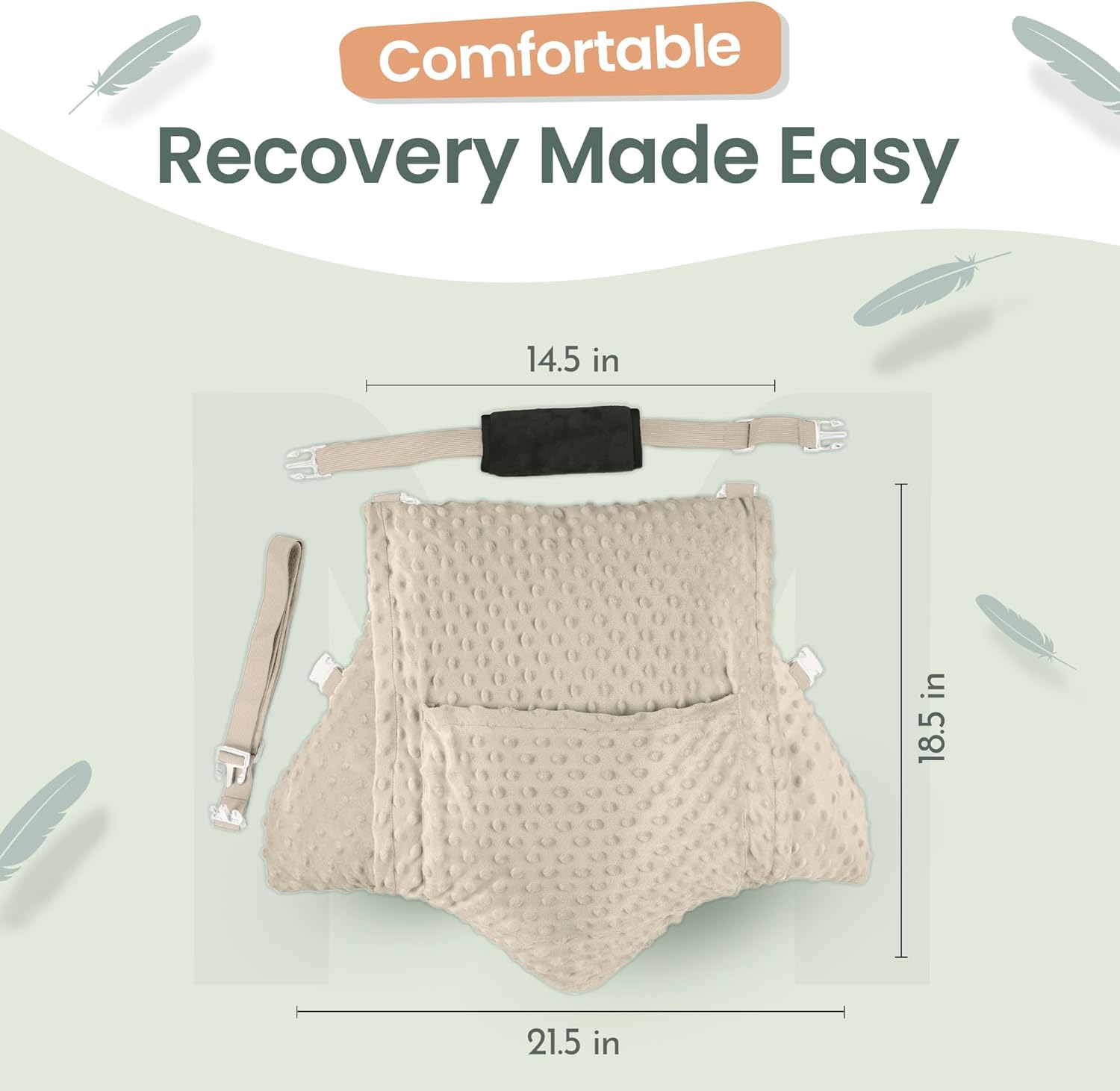 MOYOAMA Hysterectomy Pillow Post Surgery – Form-Fit Support Shield with Secure Straps, 2 Pockets, & Cozy Muff – After Hysterectomy Recovery Must-Haves, Post-Op C-Section Pillow Post Surgery Gifts