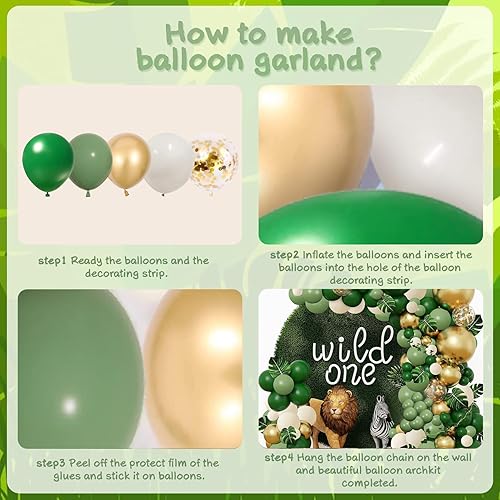 Miniatura 3 de Kit de guirnalda de globos de color verde salvia, color verde oscuro, arena, blanco y dorado, globos de confeti para baby shower, fiesta salvaje,