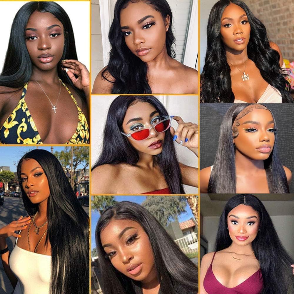 13x4 Lace Frontal Closure Ear To Ear 100% Human Hair Brazilian Virgin Hair Straight Transparent 13x4 Lace Frontal Free Part Pre Plucked Natural Hairline 16 Inch