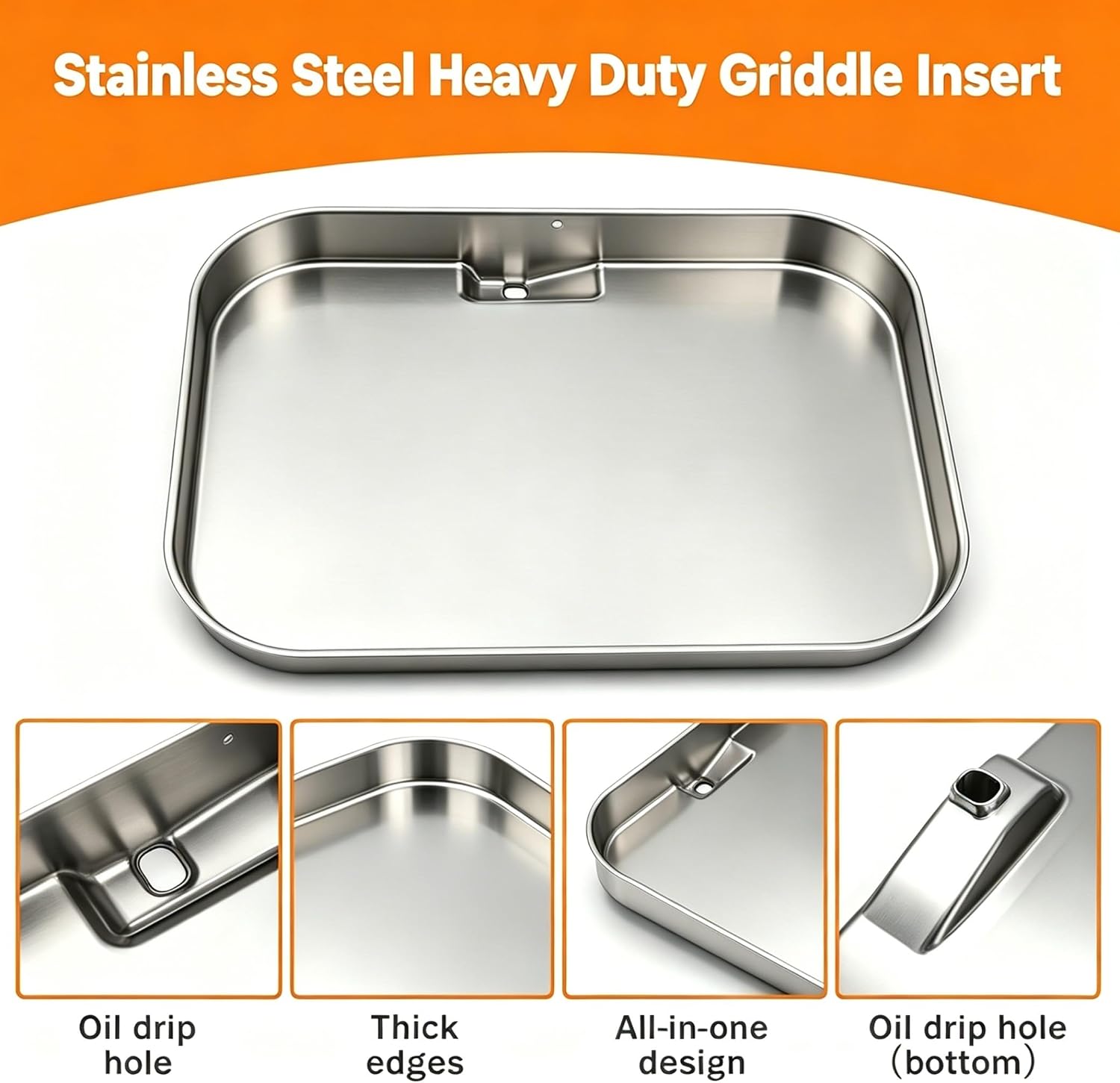OG701 Griddle Plate Insert for Ninja Woodfire Outdoor Grills OG700 Series | Stainless Steel Griddle Pan for Ninja XSKGRDPLT Woodfire OG701 Grill Accessories