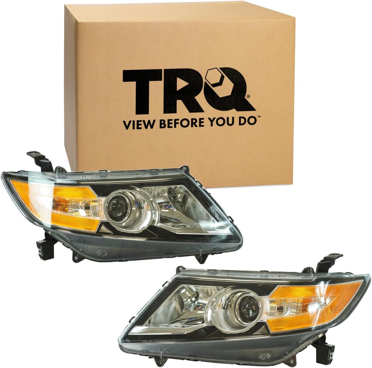 TRQ Driver and Passenger Headlight Assembly Set for 2014–2017 Honda Odyssey (Halogen)