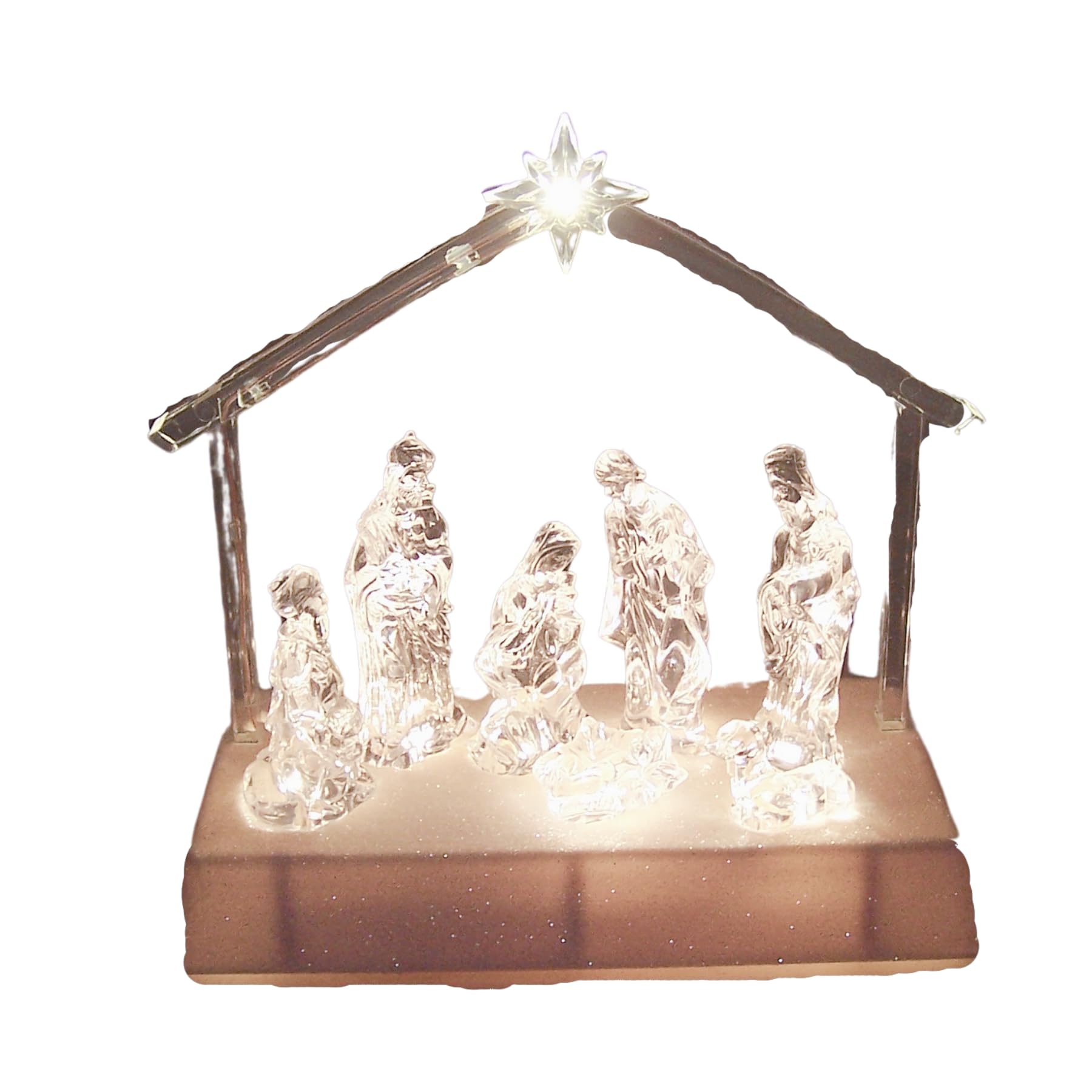 Wowser Figurine de crèche lumineuse sous une étoile - Décoration saisonnière autonome - Décoration de Noël religieuse - 19,1 cm