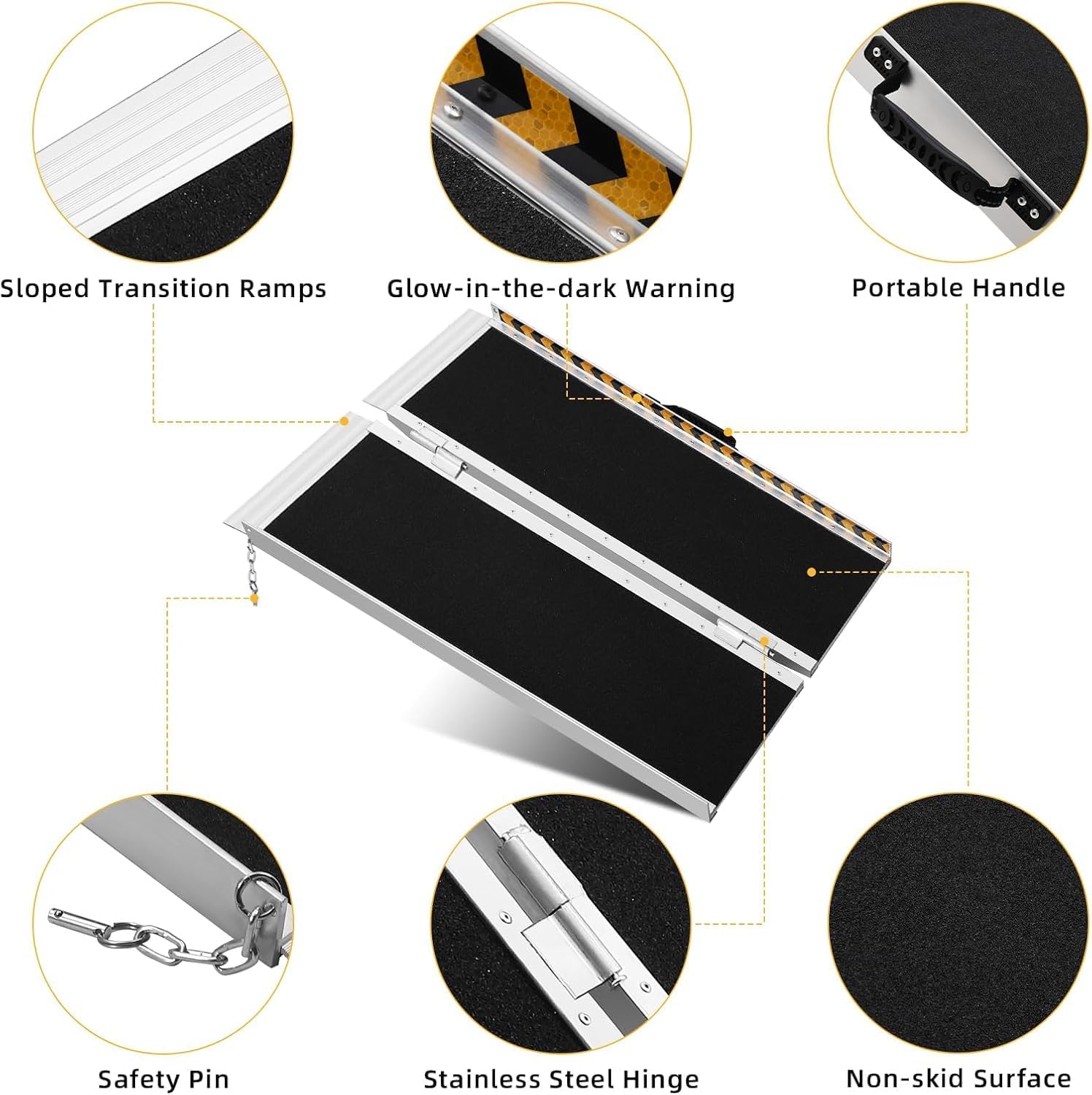 Portable Wheelchair Ramp 3FT, Anti-Slip Aluminum Handicap Ramp for Wheelchair for Wheel Chair Ramp Steps, Home, Cars, Scooter, Curbs, Stairs, Cart