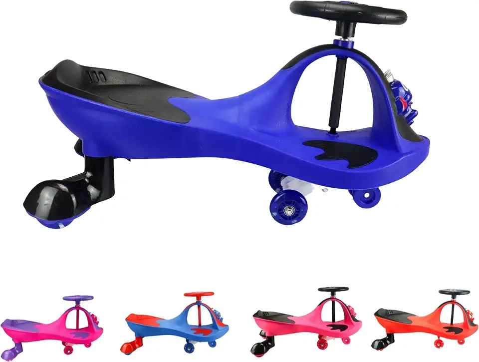 Carrinho Gira 360º Bh Store Sapinho Feliz, Rodinha De Led (Azul e Preto)