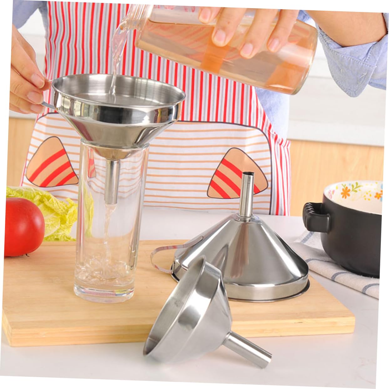 Colino in Acciaio Inossidabile Imbuto Da Cucina Imbuto Domestico Per Olio Da Cucina Per Salsa Di Soia Set Di Imbuti Per Filtrare Ingredienti Liquidi E Secchi in Polvere