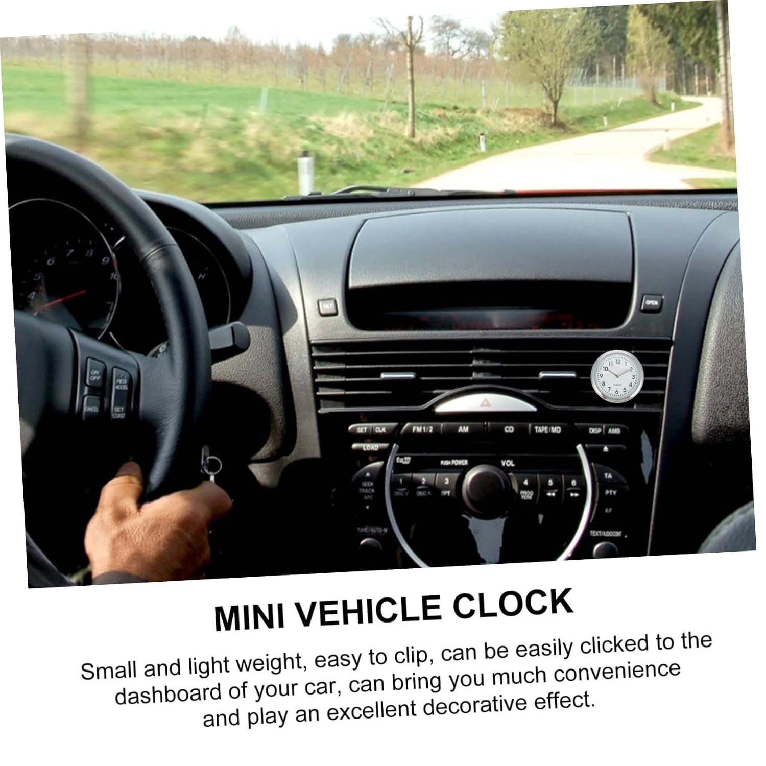 Mini Luminous Vehicle Clock with Adhesive for Car Dashboard Precise Glass Auto Clock with Clear Numbers Collision Resistant Timepiece for Cars Suvs Home and Office Use