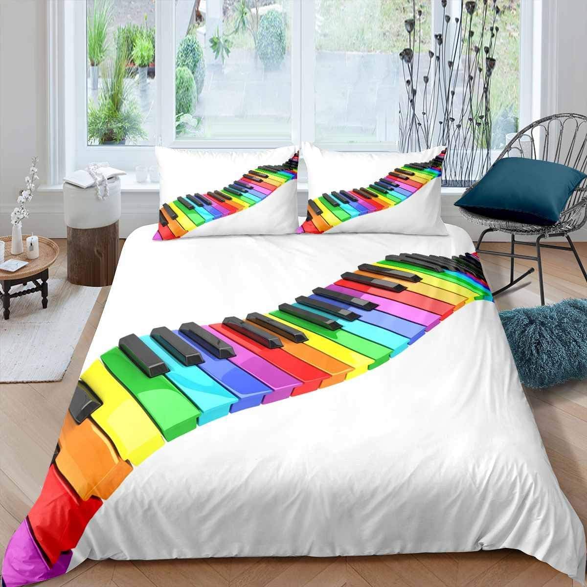 Housse de couette 220x240 musique piano pour chambre adulte