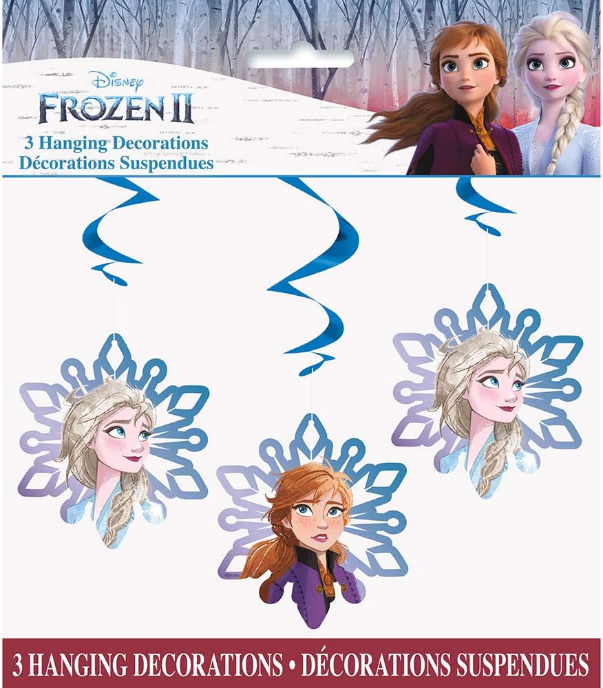 Dazzling Disney Frozen 2 Hanging Swirl Decorations - 26" (Pack of 3) - Enchanting Elsa & Anna Pattern, Perfect for Themed Parties & Events