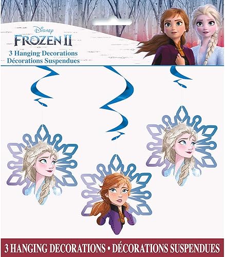Miniatura 2 de Deslumbrante decoración de remolinos colgantes de Frozen 2 de Disney, 26 pulgadas (paquete de 3), encantador patrón de Elsa y Anna, perfecto para