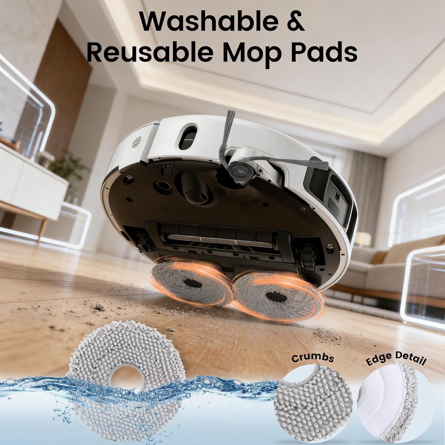 28 Pcs Qrevo S5V Replacement Parts for Roborock Qrevo S5V/ Edge S5A/ Curv/Curv S5X/ Edge Vacuum,2 Set Brushes+6 Side Brushes+Mop Pads+Bags,4 HEPA Filters