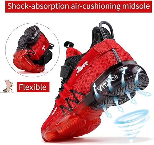 Miniatura 4 de Jmfchi Tenis para niños y niñas, con tejido de punto y malla, transpirables, ligeros, informales y modernos, para correr y deportes