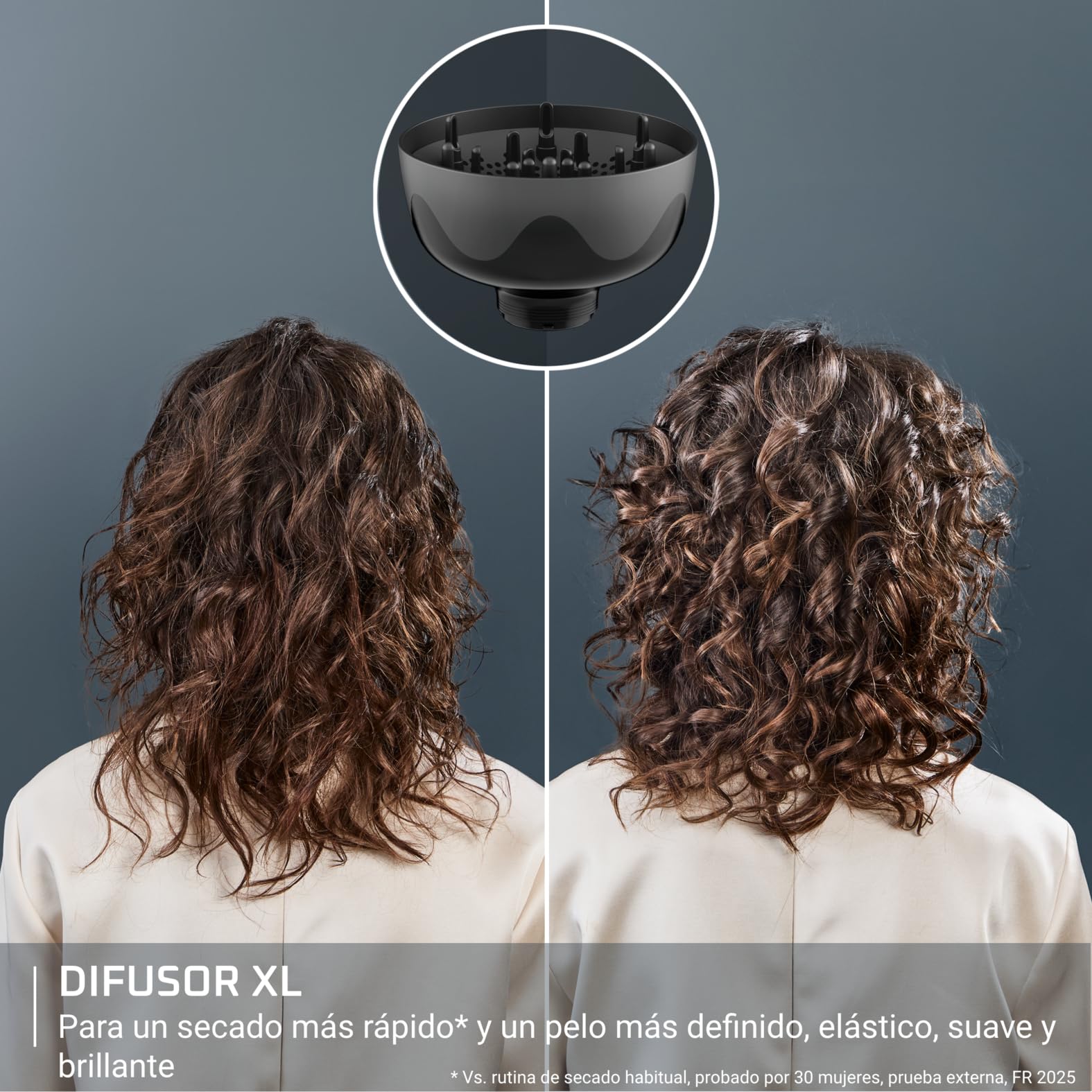 Rowenta Curl Harmony, Difusor de aire caliente, 3 en 1, Para cabellos rizado, Diseño ergonómico, 3 accesorios y neceser difusor de aire caliente CV7D30E0