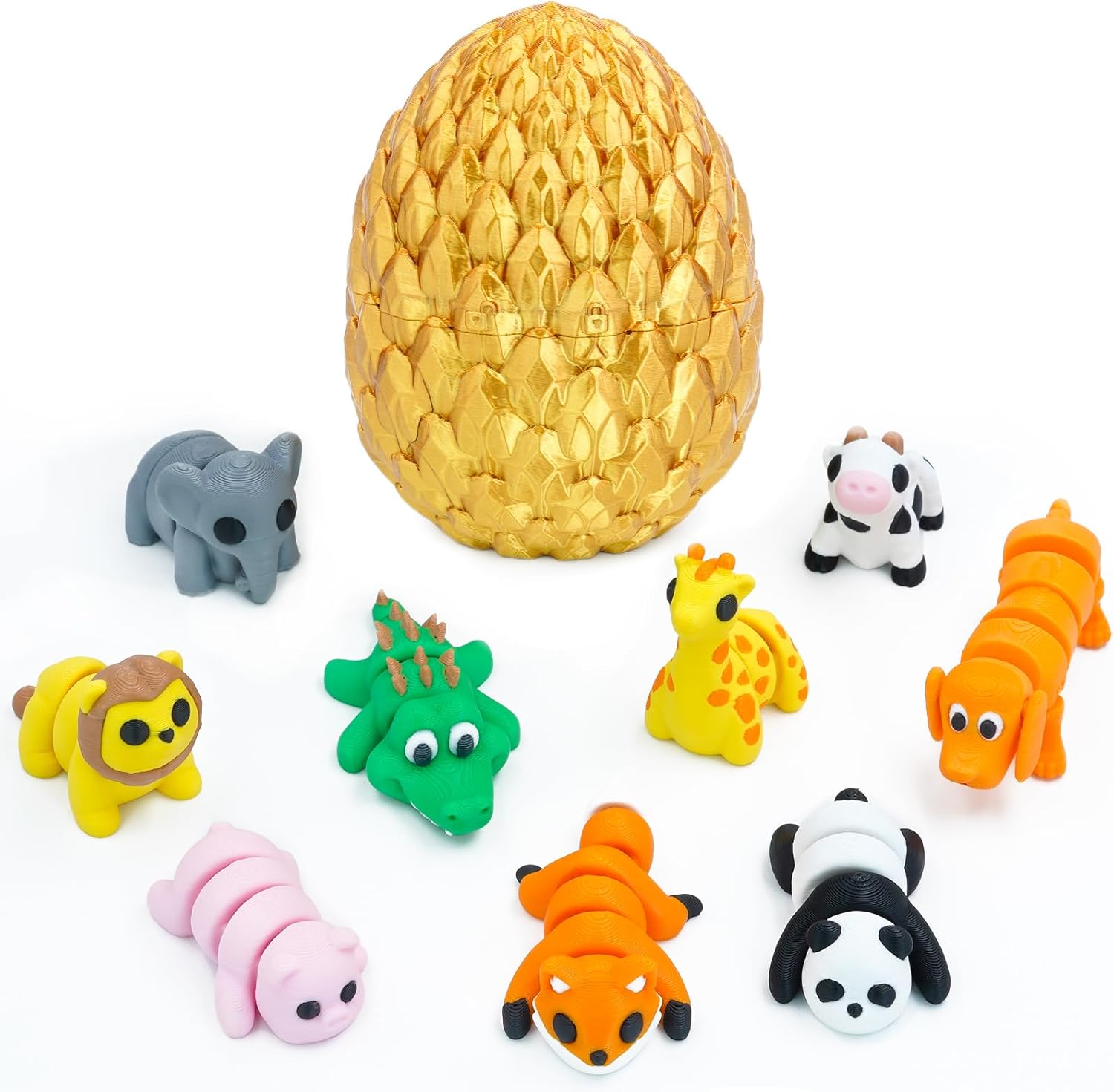 Dragon & Dinosaur Egg Surprise Toy Set,3D Printed Articulated Mini Animal Figures,Collectible Gift for Kids,Stocking Stuffer & White Elephant Gifts