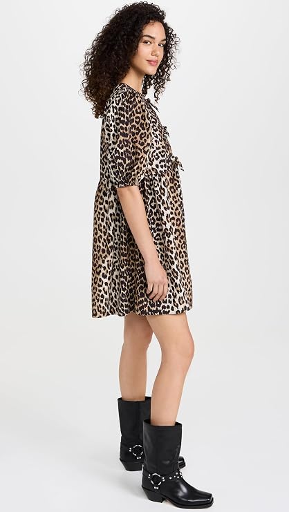 Ganni Women's Cotton Poplin Tie String Mini Dress