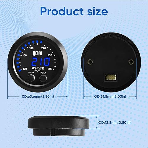 Miniatura 60 de Medidor universal de temperatura del agua de 2.047 in 0-300F (-17 ~ 187C) LED digital rojo electrónico DC12V para automóvil automotriz con adaptador