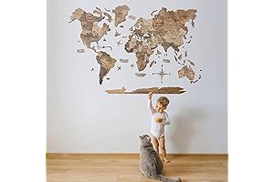 ENJOY THE WOOD 3D World Map: A Panoramic Display of Our Planet's Geography