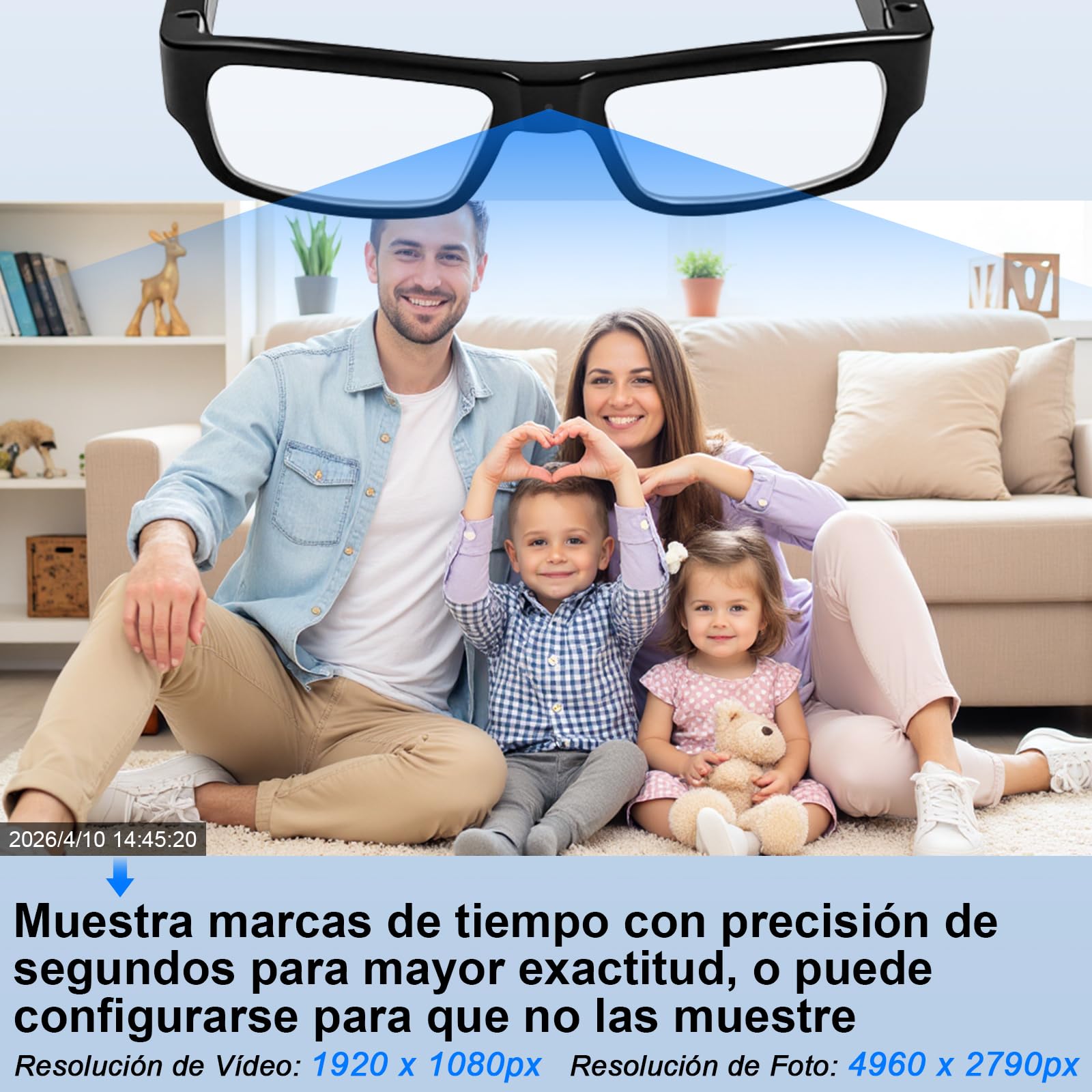 Smart Kamera Brille, Outdoor Sportbrille mit Kamera 1080P HD Videoaufzeichnung Intelligente Brille Actionkamera Tragbar und Ideal zum Klettern, Autofahren, Radfahren, Wandern, Jagen und Angeln
