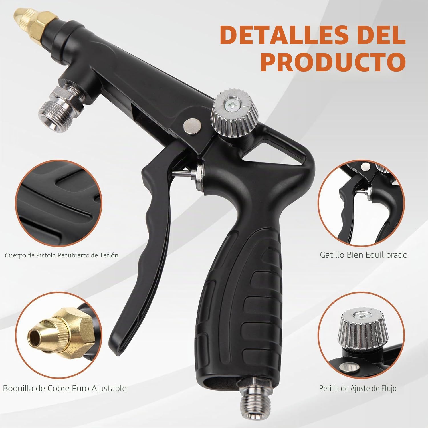 Pistola de imprimación para vehículos, con Copa de Aluminio de 1000 CC, Manguera Recta y giratoria 360°, para Revestimiento Inferior