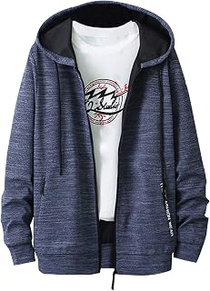 LOIJMK Men's Transition Jacket Hoodie Regular Fit Sweat Jacket Transition Outdoor Jacket Men's Hooded Jacket Leisure Jacket for Autumn Winter Funky Sports Jacket Fitness Outerwear with Hood Outerwear