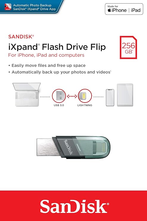 SanDisk 256GB iXpand USB Flash Drive Flip SDIX90N-256G