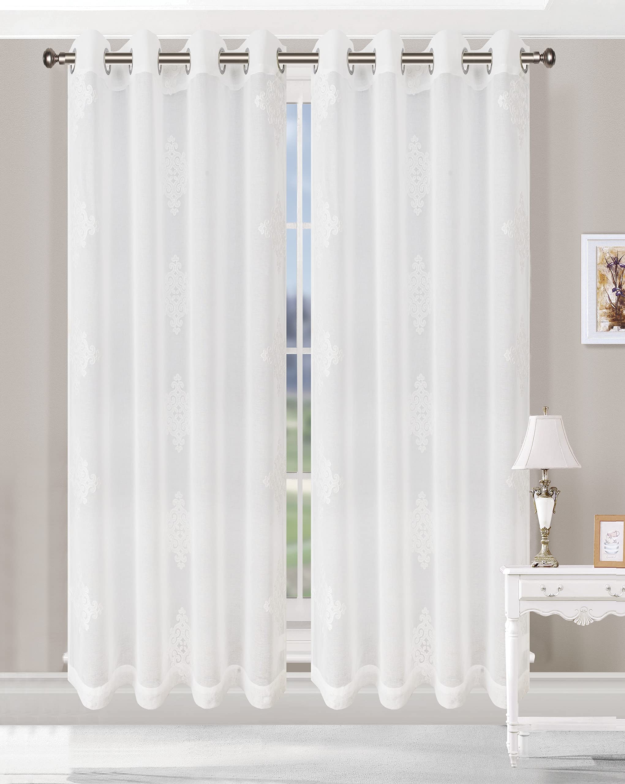 Rideaux polyester blancs Superior-SH-Del pour illuminer le salon
