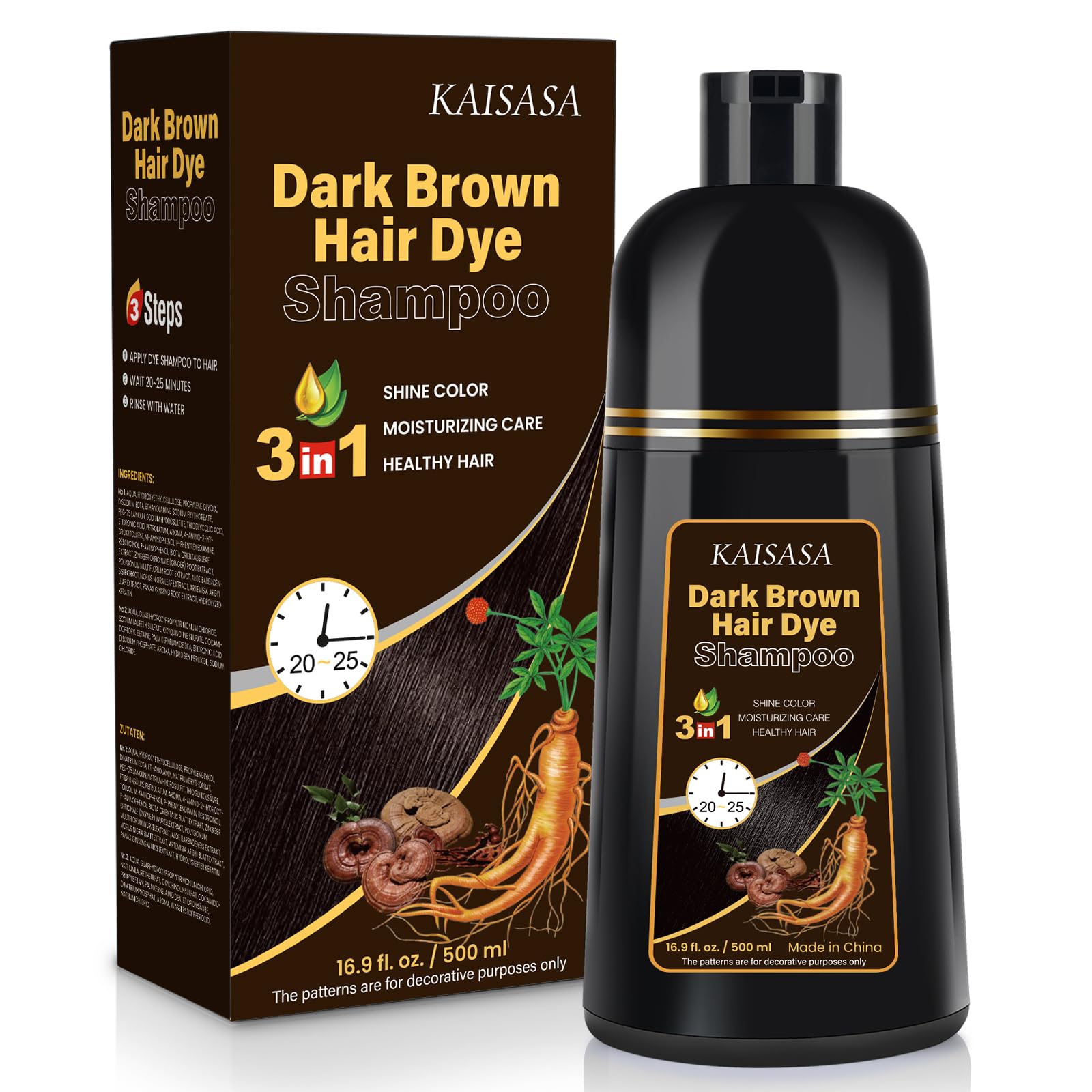 Amazon.com : IIIMEIDU Dark Brown Hair Dye Shampoo for Gray Hair
