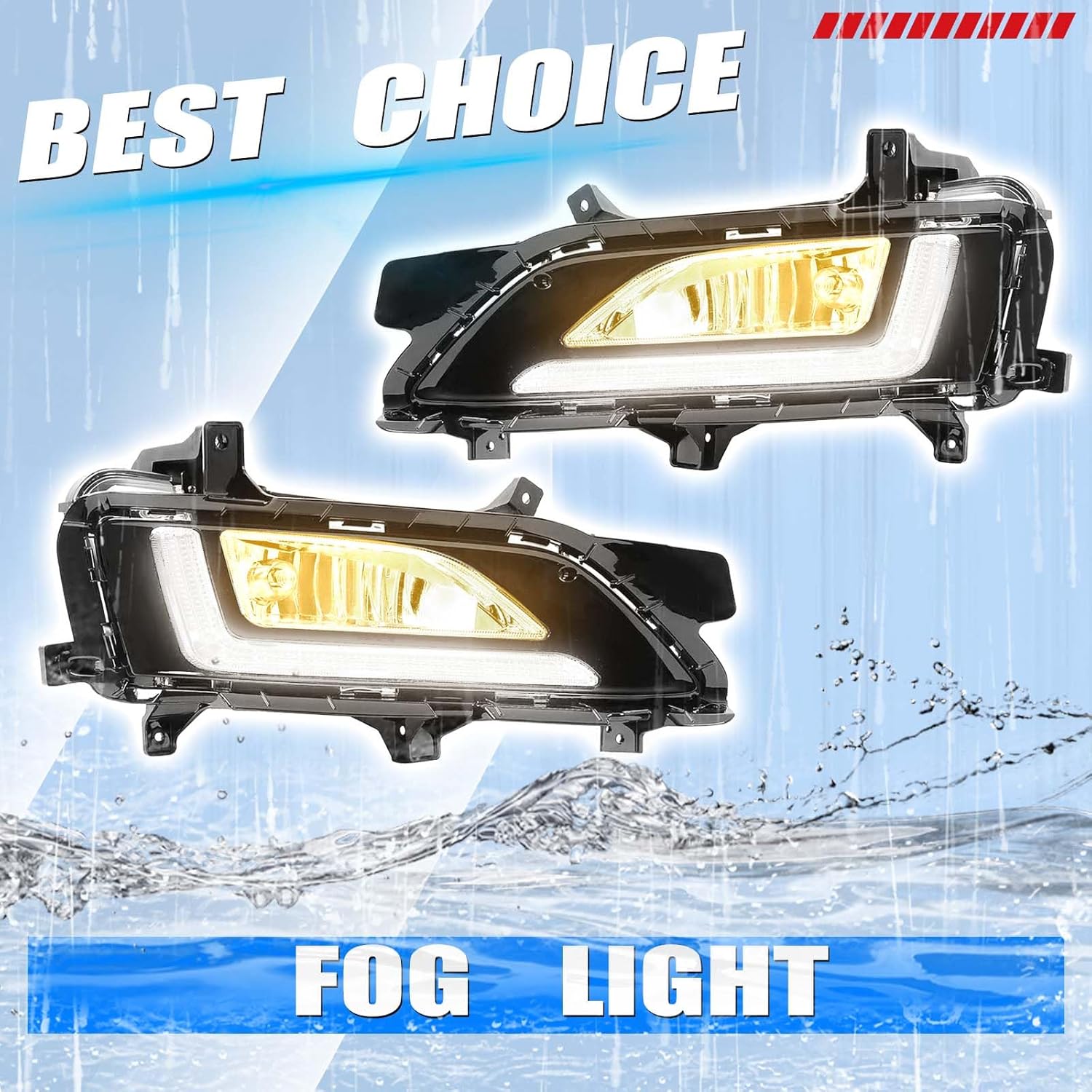 LED DRL Fog Lights & Bezels Set Compatible with 2019 2020 2021 Hyundai Tucson Front Bumper Fog Lights Lamps 92201D3600, 92202D3600, 86525D3530, 86526D3530
