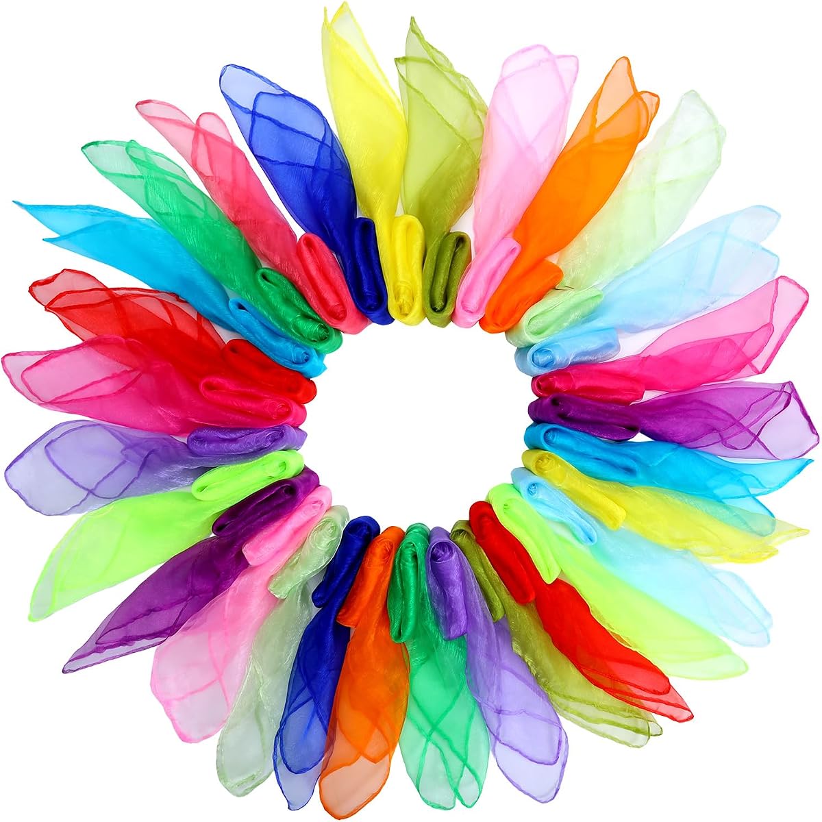 15 Colors Silky Dance Scarves Music Movement Scarves for Kids Play (30) | 24 Inches Assorted-color Square Dance Play Scarves, Juggling Scarves for Kids Rhythm Activities, Stage Magic Trick Props