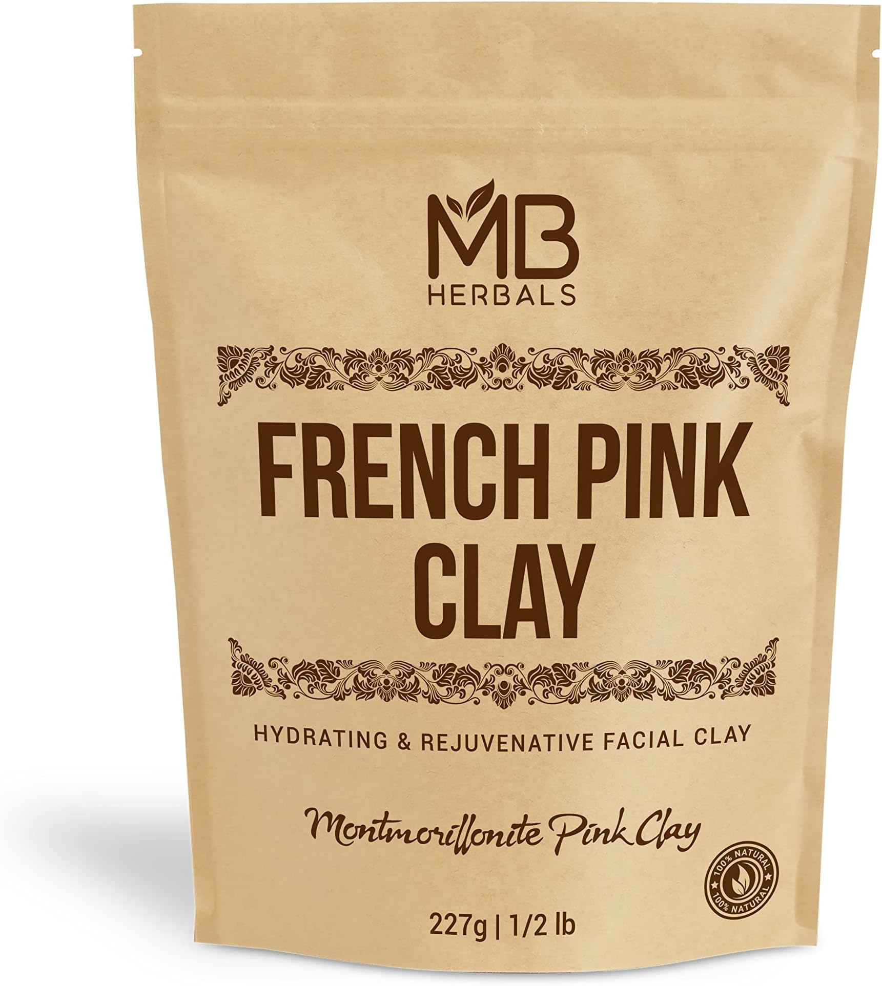 French Pink Clay 8 oz / 0.5 LB | Montmorrillonite Pink Clay (French Rose Clay) | Mild, Hydrating Clay for Face Pack & Soap Making