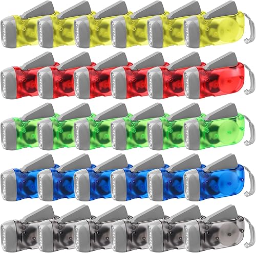 Miniatura 1 de Droutti 30 linternas de manivela de mano, 3 luces LED, luz blanca, linterna de prensa de mano, linterna sin batería, potente herramienta de