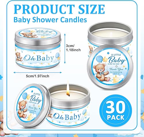 Miniatura 2 de Paquete de 30 velas de recuerdo de fiesta de baby shower con aroma a lavanda, recuerdos de baby shower para invitados, premios de invitados,