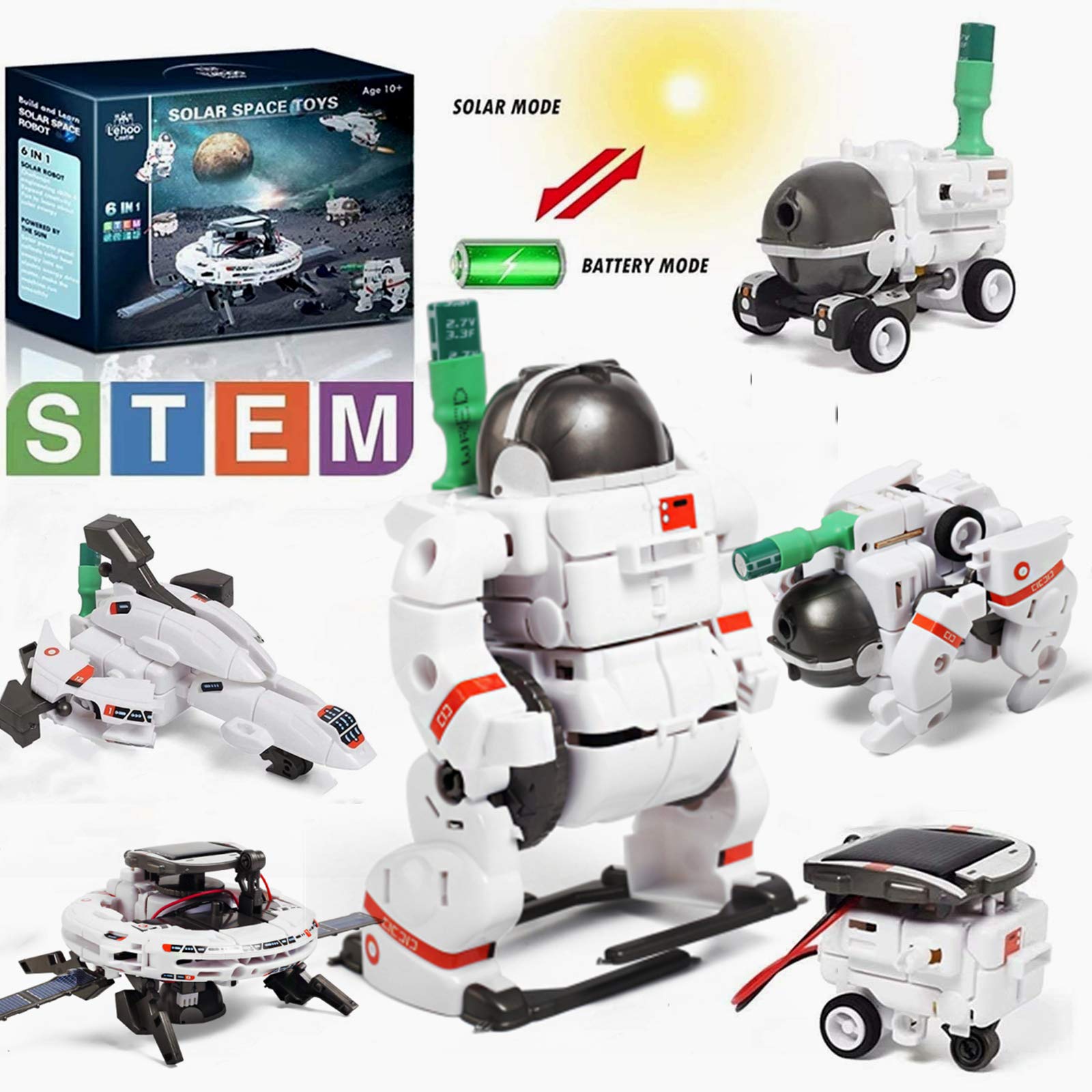 Solar Powered Kit Toy, 6 in 1 Space Toys for Kids, Space Building Set for Kids Ages 5-12, Science Experiment DIY Educational Gift for Boys Girls