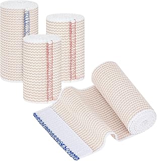 Bandaż elastyczny Premium, 4 rolki elastyczny bandaż rurowy, elastyczny bandaż mocujący, elastyczny bandaż na wsparcie kostki, ramion i nóg (2 szt. 7,5 cm x 4,5 m + 2 szt. 10 cm x 4,5 m)