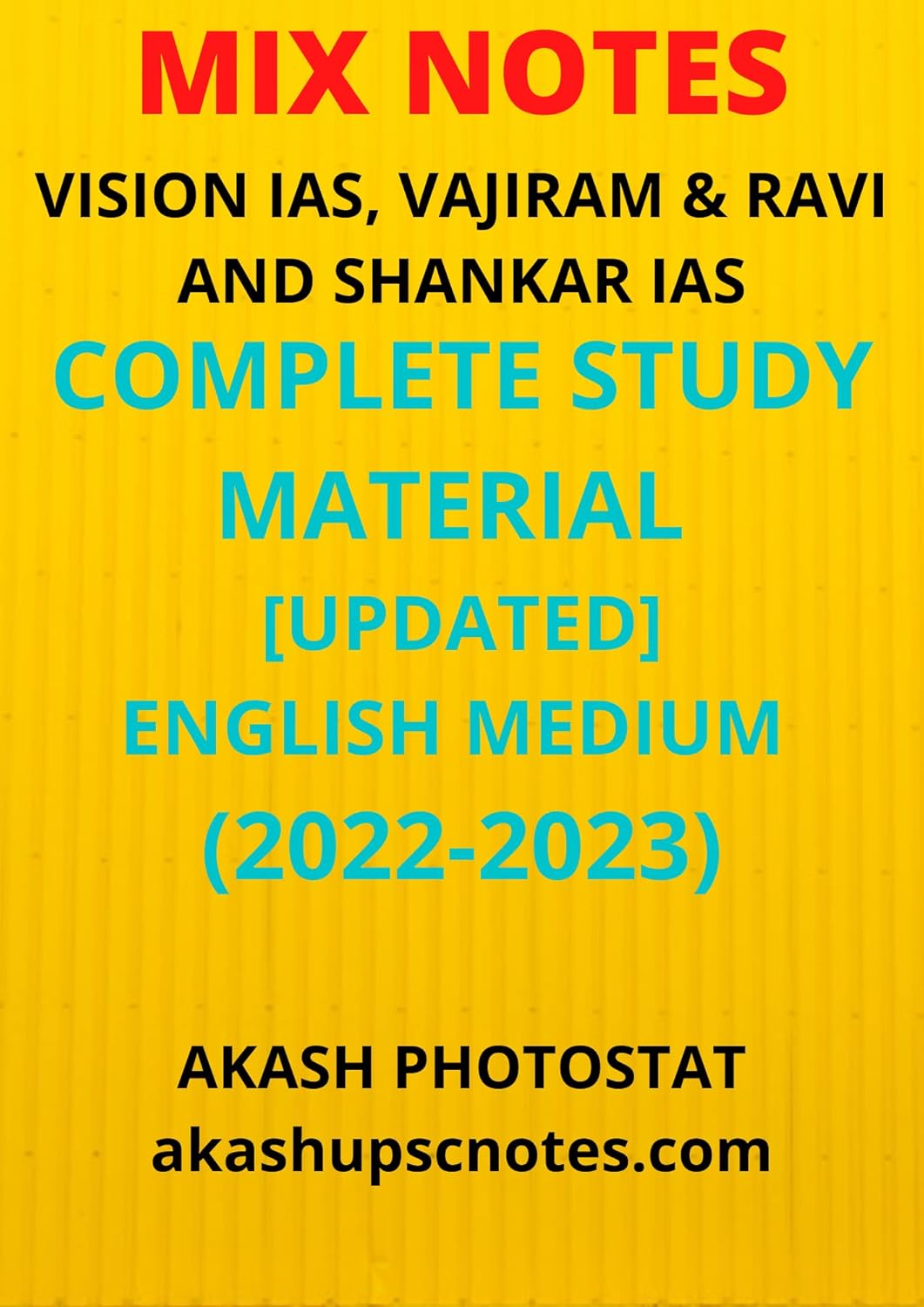 Buy MIX NOTES UPSC (VISION IAS AND DRISHTI IAS) ENGLISH MEDIUM PRINTED