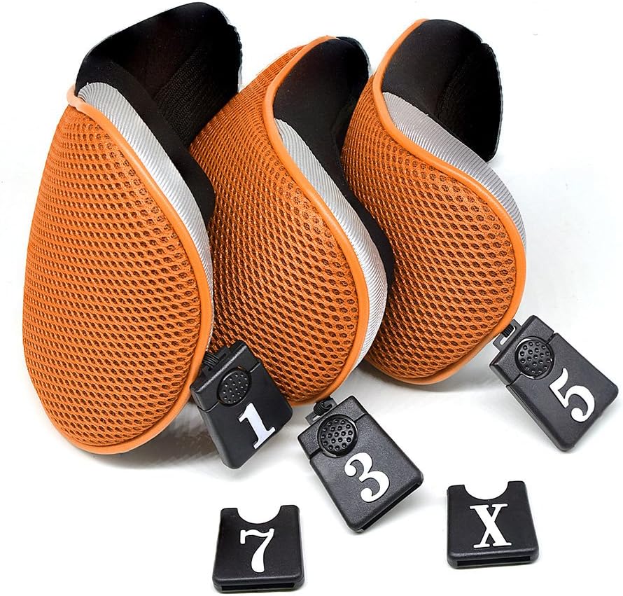 3pcs/Set Golf Driver Wood Head Covers with Interchangeable No. Tag Pack of 3 (Orange)