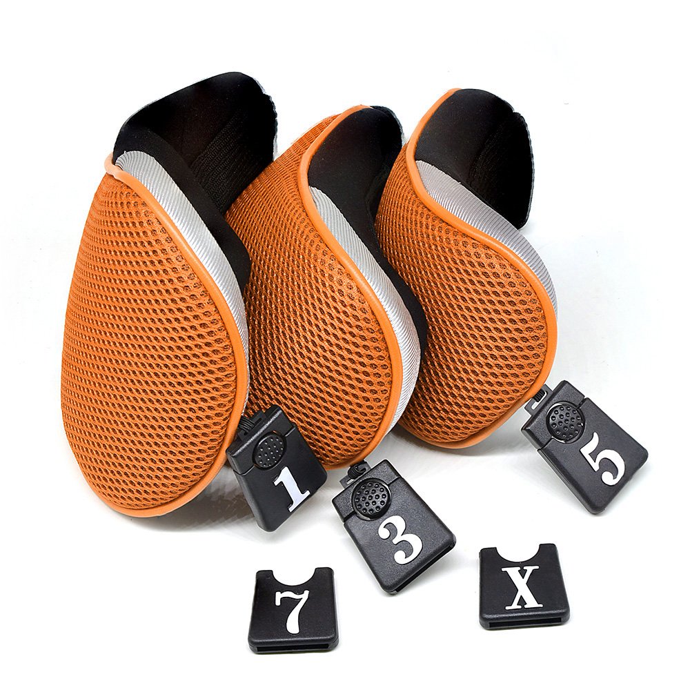 3pcs/Set Golf Driver Wood Head Covers with Interchangeable No. Tag Pack of 3 (Orange)